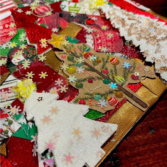 Hand crafted Christmas Journal Cover Trees Glitter Snowflakes Stockings - Picture 5 of 9